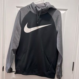 Nike Dri-Fit gray, B&W drawstring hoodie w/front pocketsEUC no rips tears stains